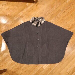 Jimmy Hourihan Irish wool cashmere cape poncho grey fur holiday lux cozy warm